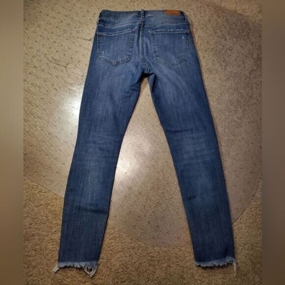 Express Women's Size 0 Cropped Legging Mid Rise Distressed Jeans 26x25 - Picture 4 of 9